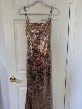 Oh Polly Rose Gold Sequin Maxi Dress